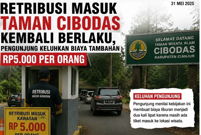 Retribusi Masuk Taman Cibodas Kembali Berlaku, Pengunjung Keluhkan Biaya Tambahan Rp5.000 per Orang