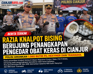 Operasi Knalpot Bising di Cianjur Ungkap Dugaan Peredaran Tramadol dan Hexymer Ribuan Butir