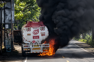 Truk Tangki BBM Pertamina Patra Niaga Pecah Ban dan Terbakar di Jalur Cianjur–Sukabumi